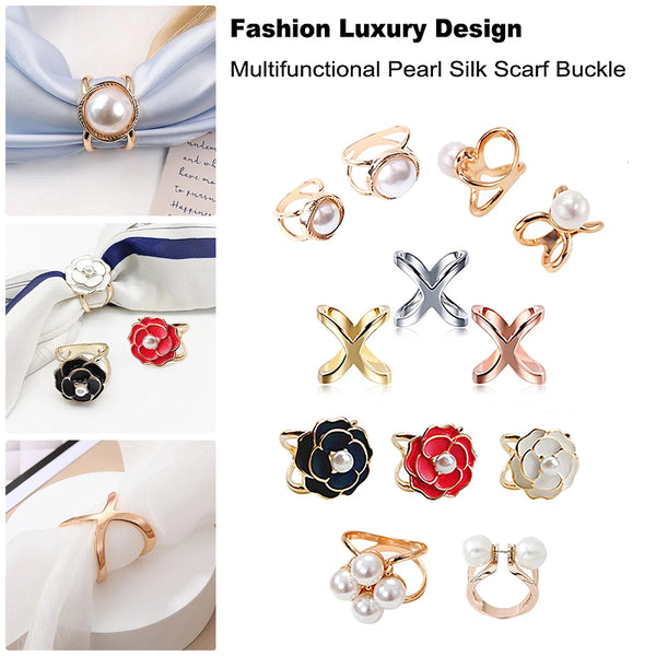 Luxury Pearl Brooch Scarf Clip - Multifunctional Silk Scarf Buckle Jewelry Accessories for Women Fashion Gift