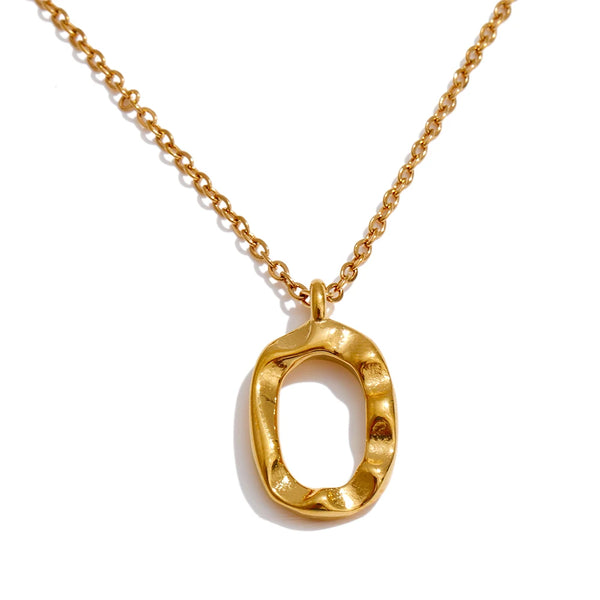 Yhpup Distinctive Stainless Steel Hollow Oval Pendant Necklace 18K PVD Plated Waterproof Popular Jewelry Wholesale