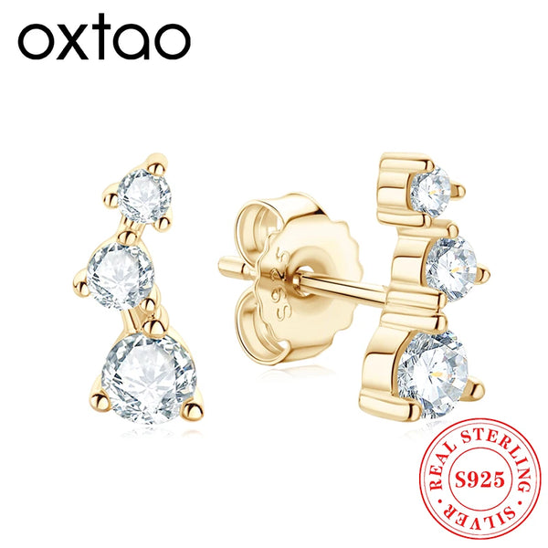 OXTAO 925 Sterling Silver Moissanite Earrings Female Luxury Jewelry Big Dipper Design Unique Earrings Anniversary Gift