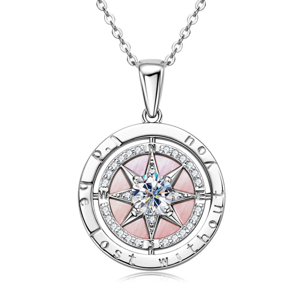 OXTAO Ladies Compass Pendant Necklace 925 Sterling Silver Cubic Zirconia Luxury Jewelry Elegant Accesse Stylish Party Necklaces