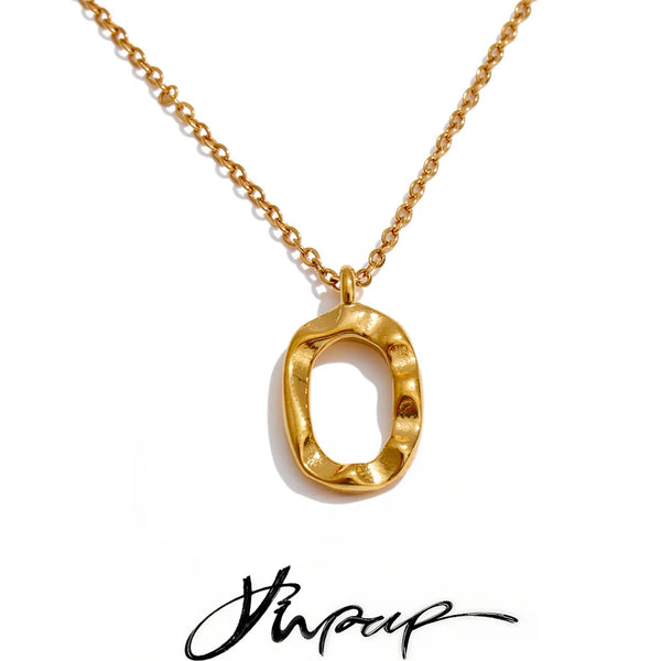 Yhpup Distinctive Stainless Steel Hollow Oval Pendant Necklace 18K PVD Plated Waterproof Popular Jewelry Wholesale