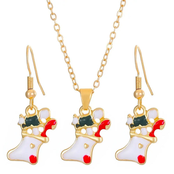 Creative Christmas Tree Christmas Jewelry Set Santa Snowman Xmas Dangle Earring Elk Cartoon Gift