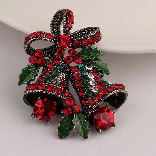 Christmas Suit Brooch Pin Vintage Bells Creative Gift Bows Premium Corsage Christmas Brooches Snow Flower Pin Fashion Jewelry