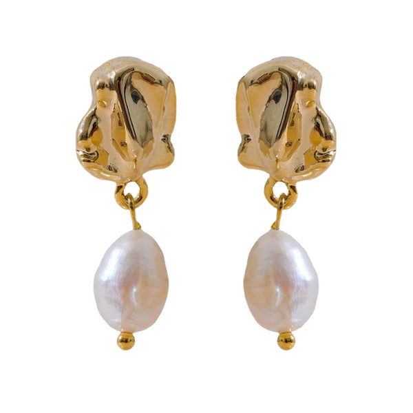 Mchic Popular Natural Pearl Geometric Drop Earrings Prevent Allergy Metal Exquisite Fashion Daily Jewelry Attractive 2024 Gift