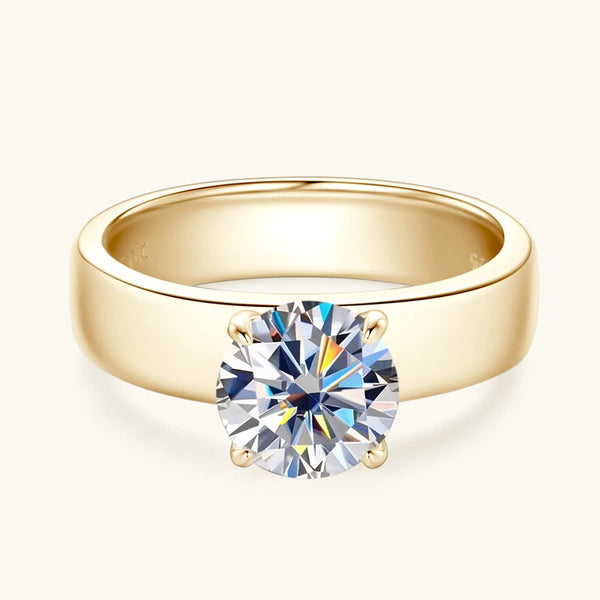 OXTAO 14K Yellow Plated Moissanite 2CT Engagement Wedding Ring for Women Men Solitaire Ring Jewelry Gifts 925 Sterling Sliver