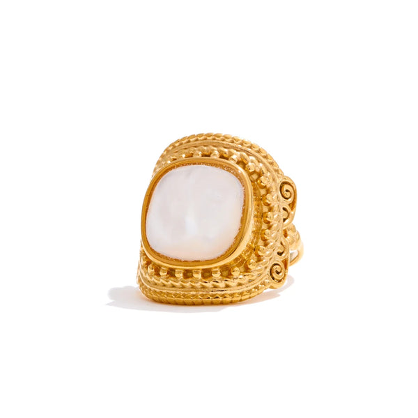 Yhpup Adjustable High Quality Thicker Shell Golden Vintage Ring 2025 PVD Plated Stainless Steel Finger Fashion Jewelry