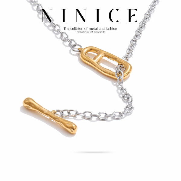 NiNice Necklace 316L Stainless Steel Chain Buckle Long Unique Waterproof Personalized Popular Trend Gift Wholesale 82cm