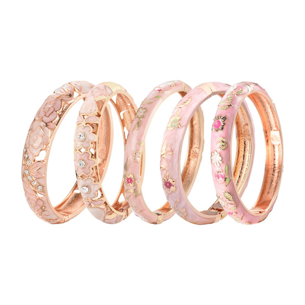 Hollow Bracelets For Women Enamel Bangles Cloisonne Women's Bracelet Pink Bangle On Hand Alloy Jewelry India African Hawaiian