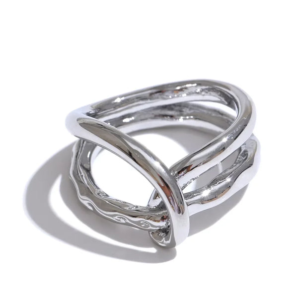New Design Stainless Steel Hollow Twisted Chic Finger Ring Fashion Trendy Unusual Jewelry Bijoux Femme