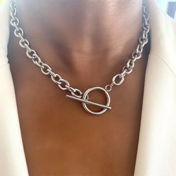 Fashion New Chunky Chain Necklace Women Simple Toggle Clasp Chain Necklace For Women Jewelry Gift Exaggerated Necklace