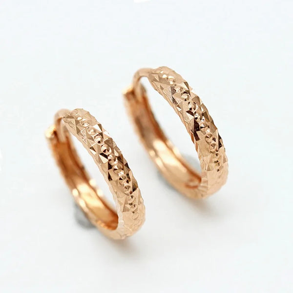 585 Purple Gold Shiny earrings for women Plated 14K Rose Gold Simple Classic New In design hoop earings banquet Jewelry