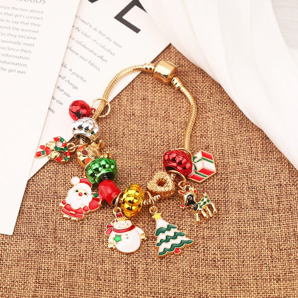 Christmas Bracelet Christmas Tree Reindeer Pendant Bracelet Fashion Charm Men Women Bracelet Jewelry Accessories Christmas Gift