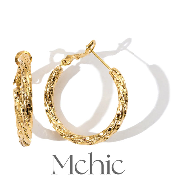 Mchic 35*30mm Personalized Round Daily Hoop Earrings Anti Allergic Metal Minimal Versatile Copper Jewelry Wholesale