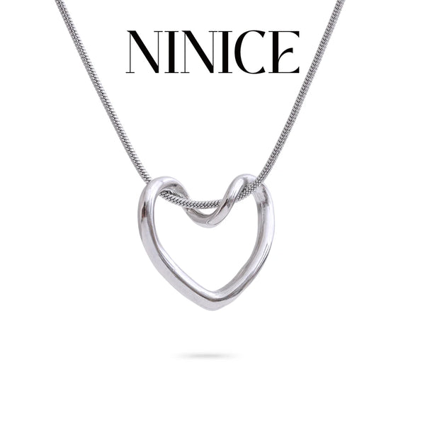 NiNice Hot Style Minimalist Metal Hollow Heart Love Necklace Pendant 316L Stainless Steel Charm Collar Jewelry 2025