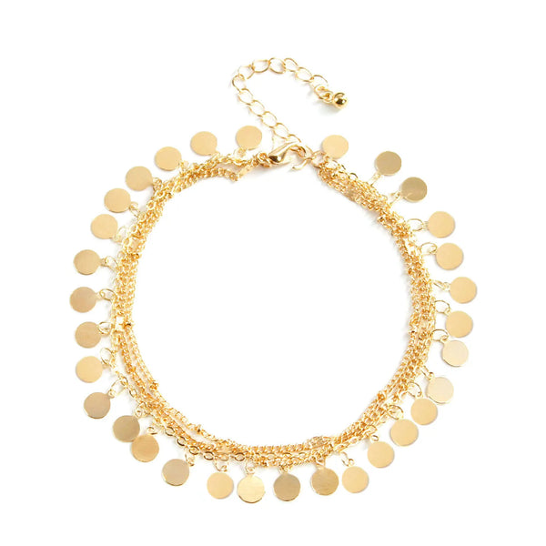 New Popular Beach Anklet Metal Sequined Anklet Female Three-piece Multi-layer Anklet FT1021