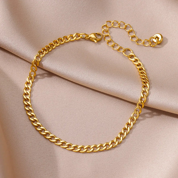 Anklets for Women Stainless Steel Gold Color Twist Chain Anklet Summer Boho Beach Accessories Simple Foot Leg Bracelets Jewelry