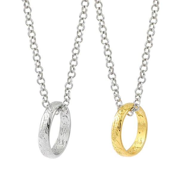 Vintage Lord Ring Pendant Necklace for Men Boys Fans Cosplay Accessories Jewelry Gifts for Friends