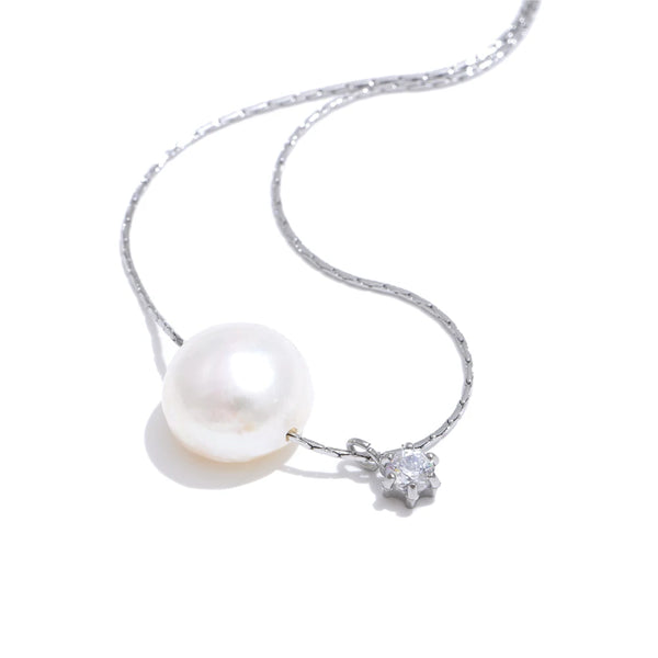 NiNice Necklaces for Women Stainless Steel Jewelry Natural Freshwater Pearl Zircon Pendant Fashionable Waterproof Gift New