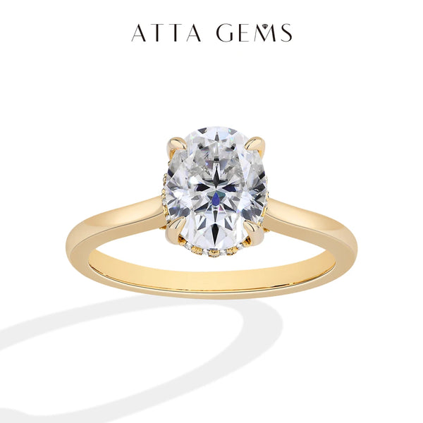 ATTAGEMS Oval cut 9*7mm2CT DVVS Moissanite Ring 925 Sterling Silver for Women Wedding Jewelry High Quality Shipping from the USA