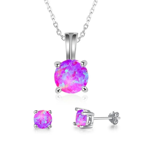 2026 Fashion Jewelry Set For Women Engagement Wedding Accessories Girl Gift Elgant Imitation Opal Necklace and Earrings
