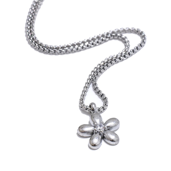 Necklaces for Women Stainless Steel Original Zirconia Flower Shaped Pendant Bracelet Earring Set Fashionable Simple Gift