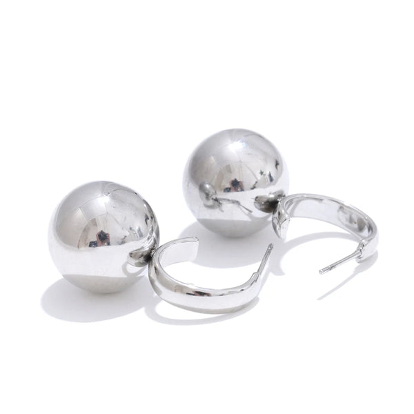Stainless Steel Earrings Round Bead Spherical Pendant Fashionable Design Anti Allergic Selection Jewelry Gifts Wholesale