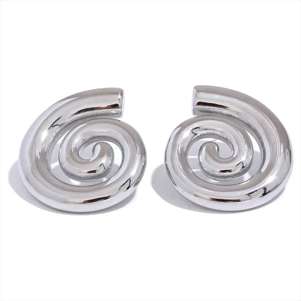 NiNice 316L Stainless Steel Earrings Metal Conch Geometric PVD Plated Texture Popular Jewelry Accessories Gifts Wholesale