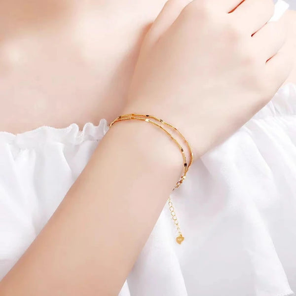 Jkeli Genuine 925 Sterling Silver Simple Delicate Double Chain Layer Charm Bracelet For Fashion Women Party Punk Jewelry Gift