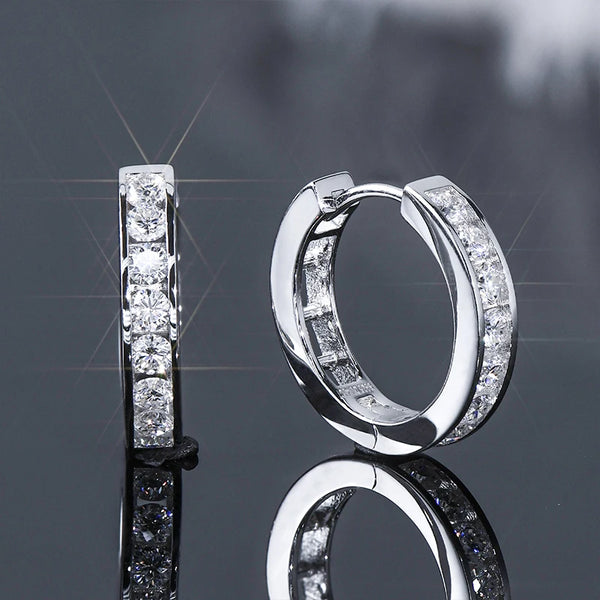 IOGOU 2.5mm Moissanite Hoop Earrings Classic D Color Real Silver 925 Sterling Jewelry For Men Women Certified Wedding Party Gift