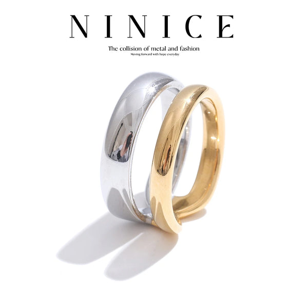 NiNice Rings Stainless Steel Jewelry Woman Metal Double-Layer X Waterproof Personalized Accessory Gift New Wholesale