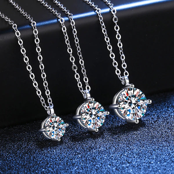 OXTAO 2.0CT Four Claw Moissanite Pendant Necklace Real 925 Sterling Silver D Color Glittering Diamond Ladies Jewelry Gift