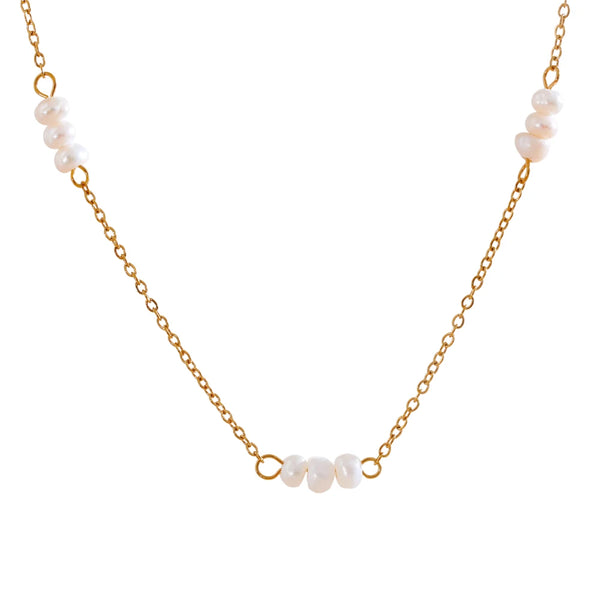 Yhpup 40+6CM  Natural Freshwater Pearls Chain Collar Necklace 18k Gold Color Plated Trendy Fashion Daily Jewelry Accessories