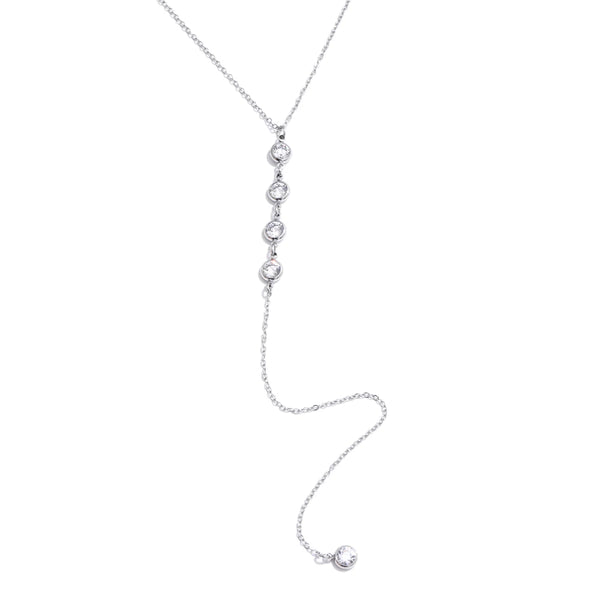 Stainless Steel Exquisite Cubic Zirconia Necklace Y-shaped Chain Long Fashion Temperament Gift