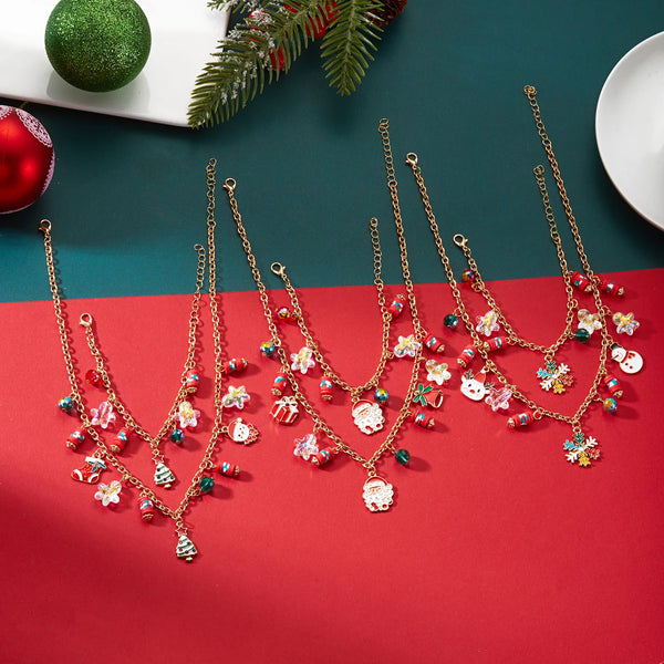 Enchanting Christmas Jewelry Set for Women with Necklace and Bracelet Tree Santa Boot Pendants as Sweet Friendship Jewelry Gifts