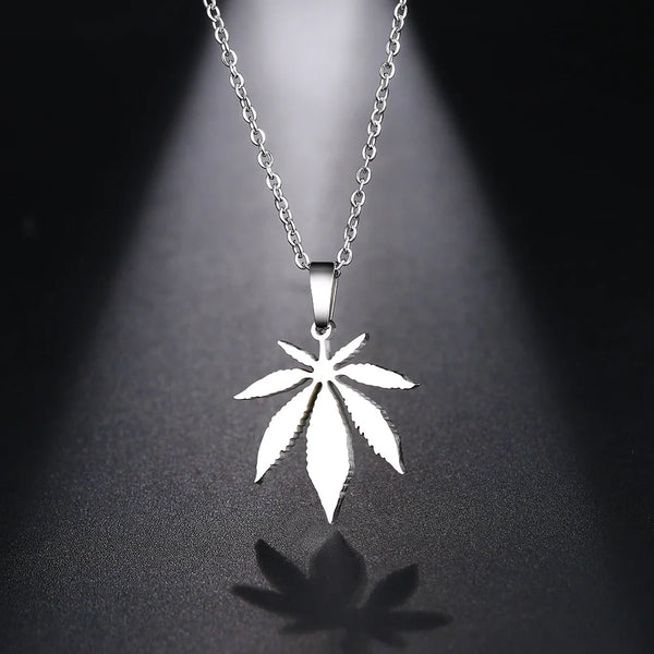 Stainless Steel Necklace For Women Man Maple Leaf Choker Pendant Chain Necklaces Engagement Jewelry korean Fashion NEW