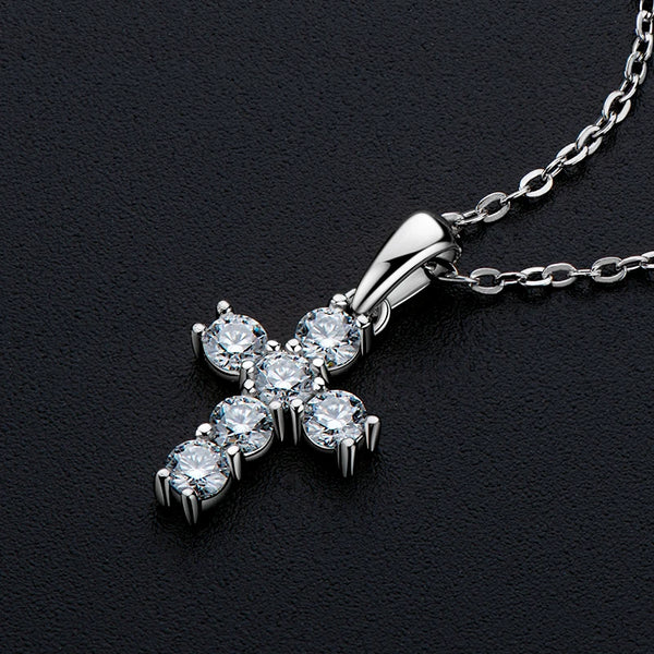 OXTAO Moissanite Four Prong Cross Ladies Pendant Necklace 925 Sterling Silver Hiphop Religion Pendant  Fine Jewellery for Women