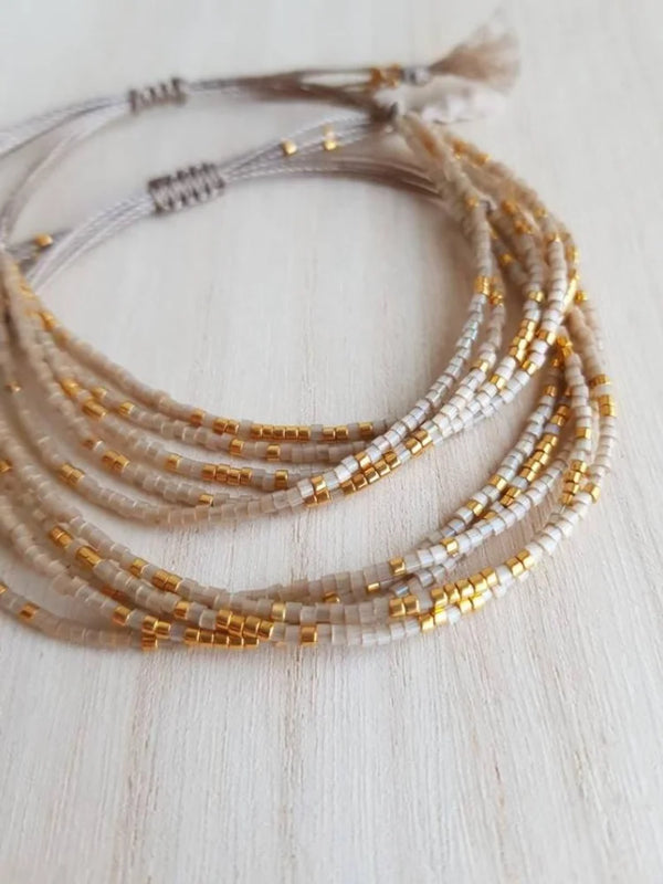 KKBEAD Stackable Miyuki Seed Beads Bracelet for Women Adjustable Boho Beach Wedding Jewelry Handmade Multilayer Bracelets Gifts