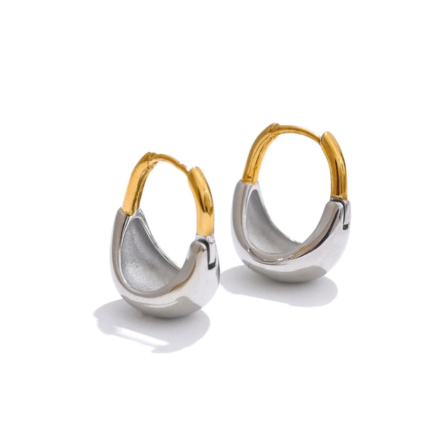 Yhpup Statement Stainless Steel Metal Geometric Unusual Hoop Earrings Waterproof Daily Charm Jewelry Accessories