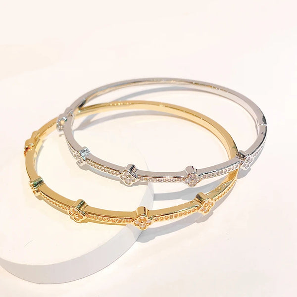 trend 2025 bangle Gold18k gold plated punk bracelet  quality fine beautiful women luxury zircon jewellry bangle accessories