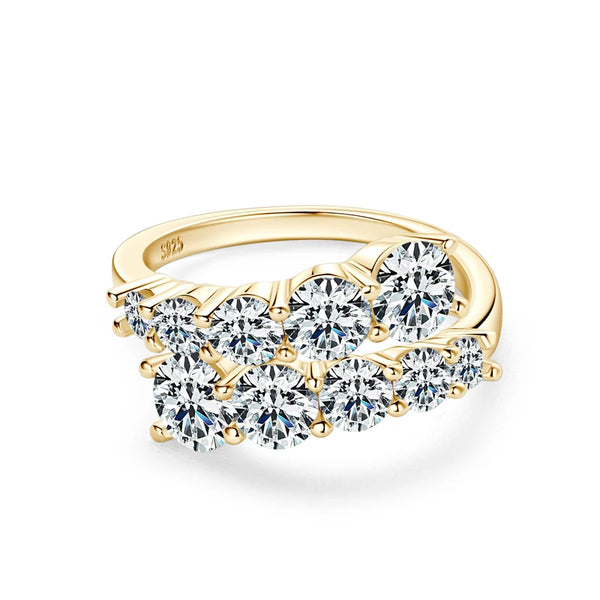 OXTAO Full Moissanite Rings for Women S925 Silver With Certified Sparkling Lab Diamond Twist Shank Ring Wedding Band Jewelry