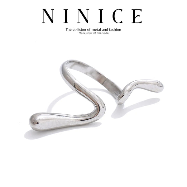 NiNice Rings Stainless Steel Jewelry Woman Twisted Irregular Geometric Shape Adjustable Personalized Gift Accessories New