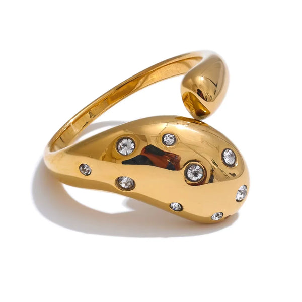 2026 Stainless Steel Open Shiny Cubic Zirconia Metal Ring High-Grade Fine Women Jewelry Accessory Gift