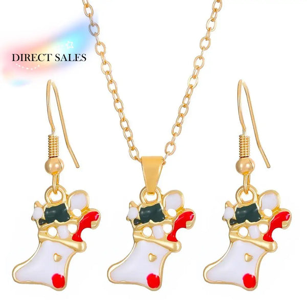 Creative Christmas Tree Christmas Jewelry Set Santa Snowman Xmas Dangle Earring Elk Cartoon Gift