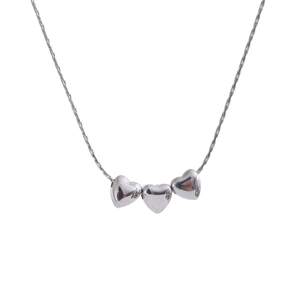 New Smooth Metal Heart Love Pendant Necklace Waterproof Stainless Steel Collar Jewelry Accessories Gift