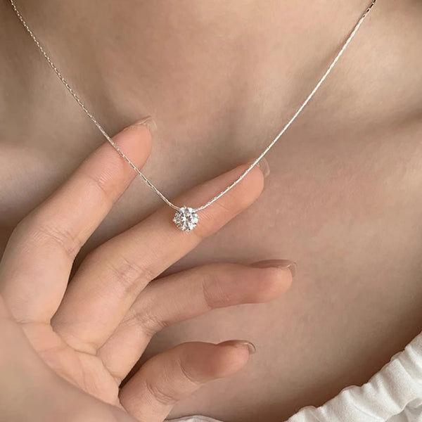 Simple Zircon Necklace For Women Compact Shiny Gemstone Collarbone Chain Light Luxury Girls Necklace Jewelry Neck Accessories