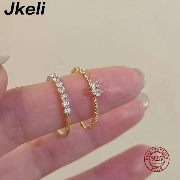 Jkeli 925 Sterling Silver Minimalist Fashion Stackable CZ Rings For Women Minimalist Fine Jewelry 2023 New Style