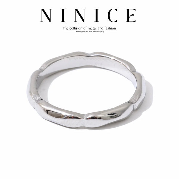 NiNice Stainless Steel Ring Simplicity Fashion Personality Niche Design Temperament PVD Coating Waterproof Selected Jewelry Gift