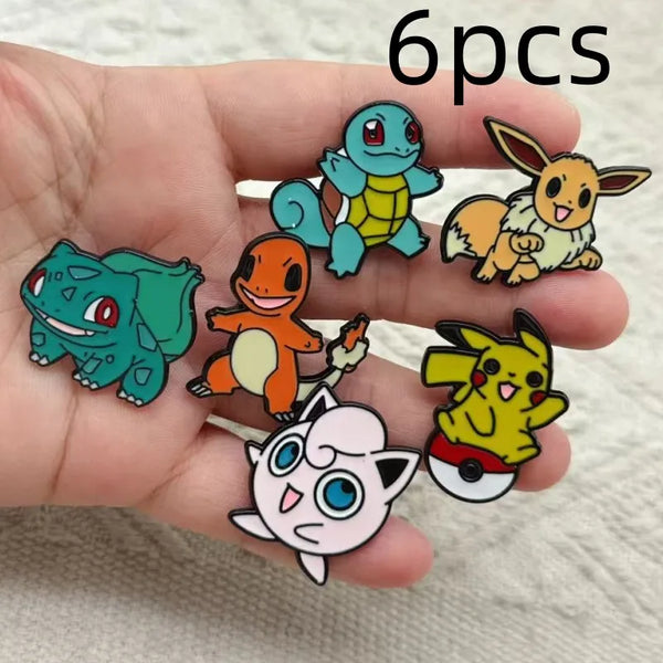 6Pcs Cartoon Character Brooch Fashion Enamel Pin Jewelry Metal Badge Backpack Clothing Accessories Gift for Friends