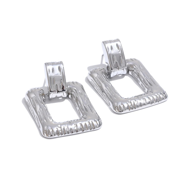 Women's Earrings Choice Jewelry Metal Square Hollow Pendant with Fashionable Design Classic Heavy Industry Gift New