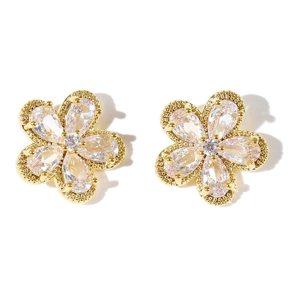 Mchic Cubic Zirconia Flower Stud Earrings 2025 Luxury High Quality Premium Jewelry Prevent Allergy Wholesale